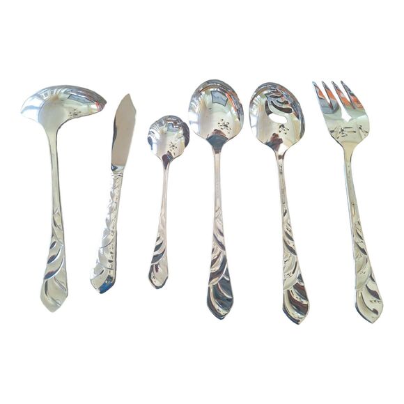 Oneida Pacific Tide Stainless glossy Silverware Flatware Serving Pieces Lot of 6 - Picture 4 of 14